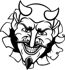 A devil or satan evil mascot cartoon face