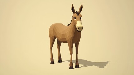 Fototapeta premium A low-poly 3D model of a horse in a simple, neutral background.