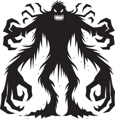 Scary Monster silhouette vector illustration isolated on a white background