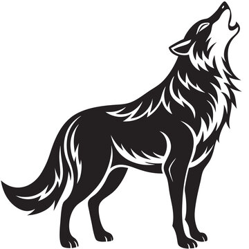 recommend clip art: Wolf howling silhouette vector on a white background