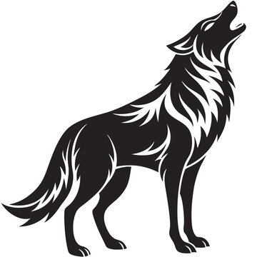 recommend clip art: Wolf howling silhouette vector on a white background