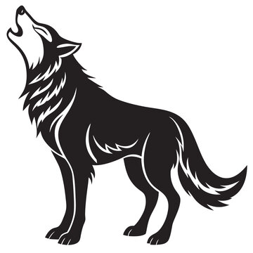 recommend clip art: Wolf howling silhouette vector on a white background