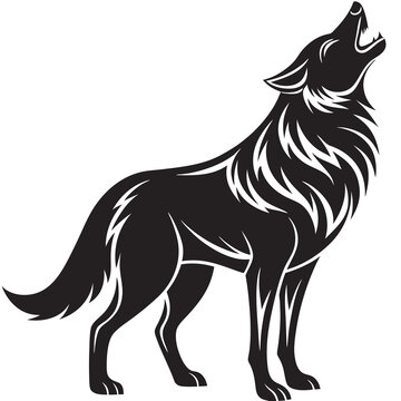 recommend clip art: Wolf howling silhouette vector on a white background