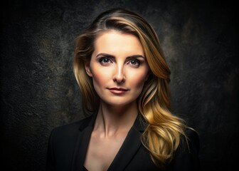 Fototapeta premium Elevate your profile with professional headshots set against a stylish black textured background, suitable for both