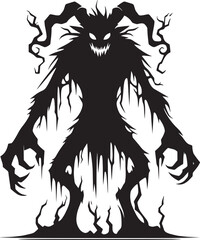 Scary Monster silhouette vector illustration isolated on a white background
