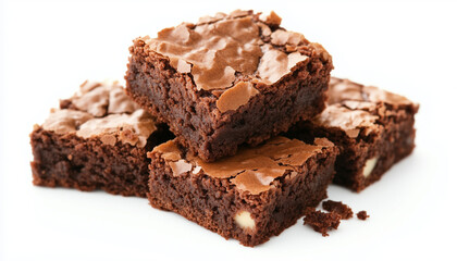 Delicious Chocolate Brownies isolated in white background