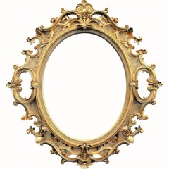 Vintage oval, gold frame on white background
