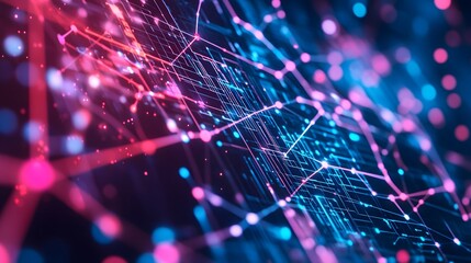 Obraz premium Abstract Digital Network with Glowing Lines and Nodes