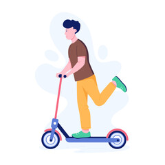 Boy enjoying electric ride, flat illustration 