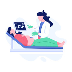 Pregnancy ultrasound illustration in flat style 