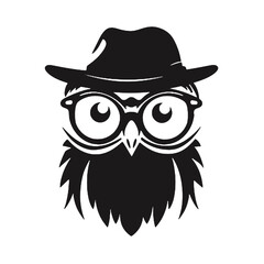 Owl Cartoon Mascot Character Wearing a  Hat