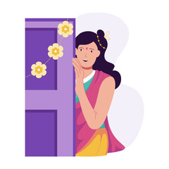 A flat character illustration of indian girl 