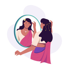 A flat character illustration of diwali dress 