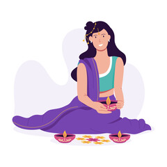 Character based flat illustration of oil lamps 