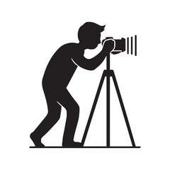 Cameraman taking photo silhouette vector illustration in white background