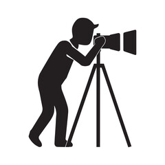 Cameraman taking photo silhouette vector illustration in white background