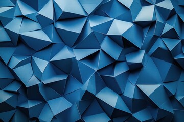 Fototapeta premium Modern geometric background with triangles in various shades of blue, conveying depth and movement