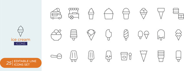 Ice Cream Line Icon Set