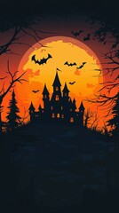 cartoon halloween party castle illustration background