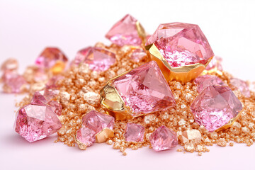 set of pink gems isolated on white