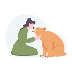 Cuddle bear illustration in flat style 