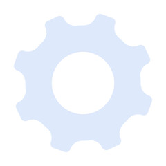 A minimalistic light blue gear with eight teeth on a white background. Ideal for engineering, technology, industry, mechanics, and manufacturing themes. Simple, clean design.