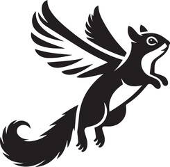 black Flying Squirrel simple vector, Flying Squirrel logo vector black and white