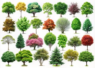 Fototapeta premium In-depth representations of various trees designed for architectural and landscape design projects, elevating aesthetic