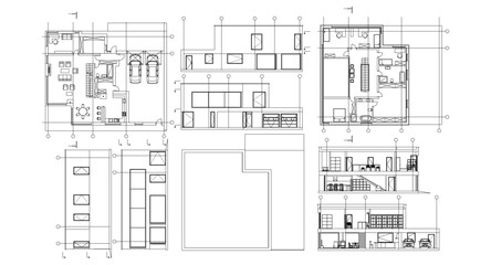 house architectural project sketch 3d illustration