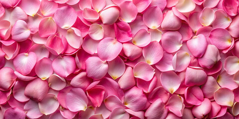 Fototapeta premium A flat lay image showcasing delicate pink rose petals beautifully scattered on a soft background, ideal for romantic themes.