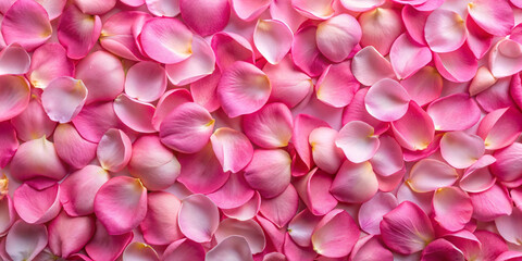 Fototapeta premium A flat lay image showcasing delicate pink rose petals beautifully scattered on a soft background, ideal for romantic themes.