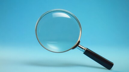 Magnifying glass on a blue background. Perfect for concepts of searching, exploring, and discovering details or investigations.