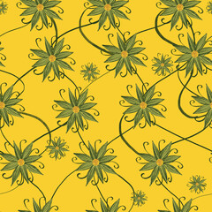 Botanical pattern, seamless pattern, background, vintage, retro style