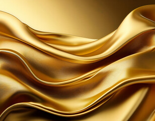 Abstract gold gradient background. Minimalistic subtle wavy golden silk texture