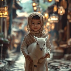 kid with sheep