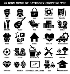 web menu of category shopping icon set