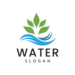 Water with leaf logo design illustration idea