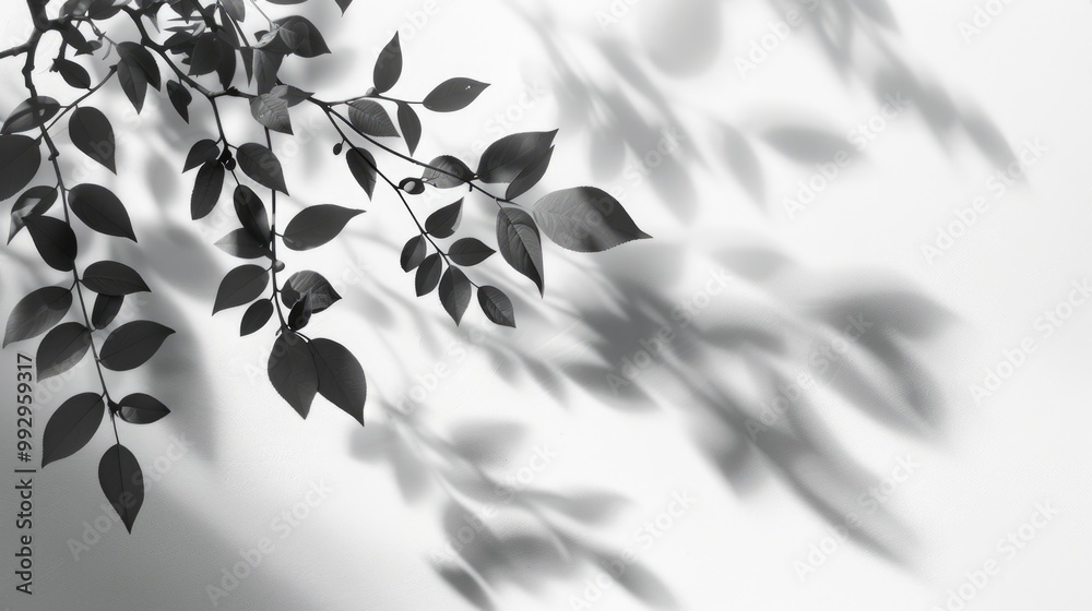 Wall mural shadow texture. abstract design with botany tree branch composition