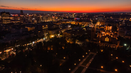 Fototapeta premium High angle night view of Belgrade, capital of Serbia.