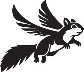 black Flying Squirrel simple vector, Flying Squirrel logo vector black and white