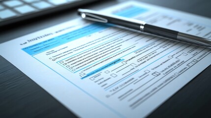 A document with a pen on a desk, likely for filling out forms or applications.