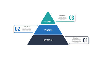 3 Steps Infographic Pyramid design. Business presentation, Development, Management and Strategy. Vector illustration.