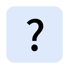 A black question mark centered on a light blue square. Ideal for education inquisitiveness help information uncertainty. The bold question mark contrasts the soft background making it eye-catching. Di