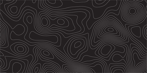 Abstract white on black background Topographic line map pattern. Contour elevation topographic and textured Background Modern design with black background with topographic wavy patted.	
