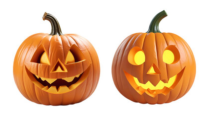 3d rendering halloween pumpkins isolated on transparent background, PNG file add