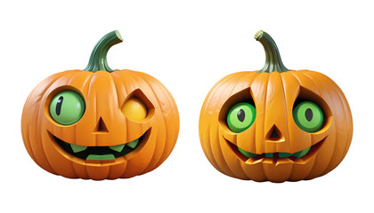3d rendering halloween pumpkins isolated on transparent background, PNG file add