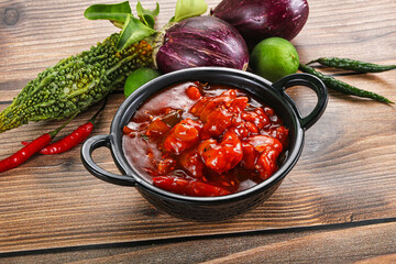 Asian cuisine - prawn in hot garlic sauce