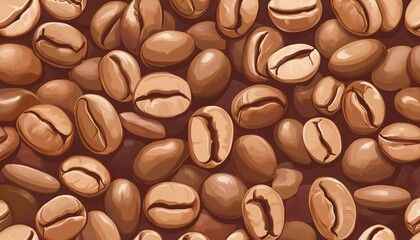 Obraz premium A bright and seamless illustration of coffee beans