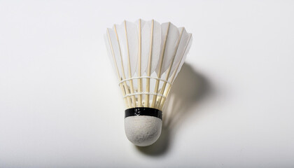 top view badminton shuttlecock isolated on white background