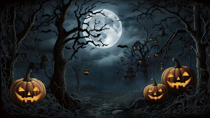 Fototapeta premium halloween background with pumpkin, ai generated